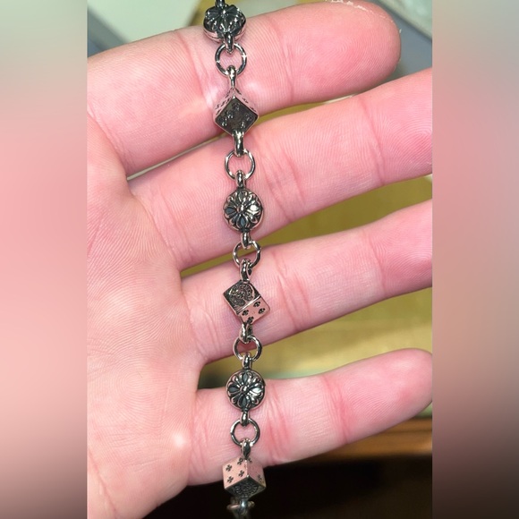 Chrome Hearts CH Silver Dice + Cross Ball Bracelet 7.5” Lobster Clasp Closure - Picture 5 of 5